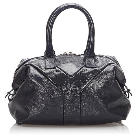 sac a main cuir noir yves saint laurent|SACS .